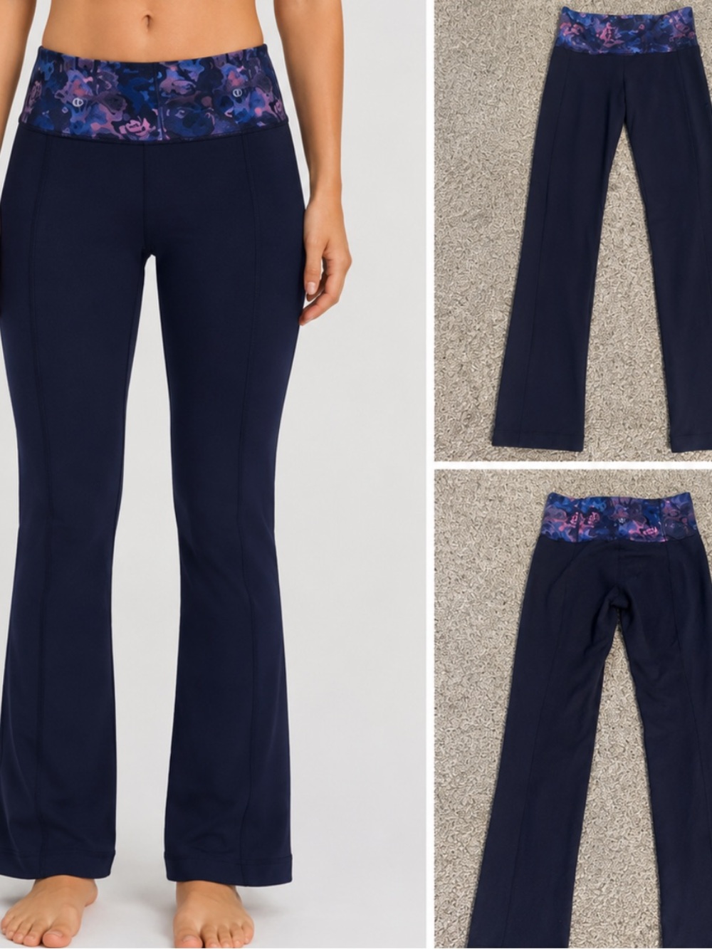 Lululemon navy blue leggings size 6 active wear, yoga workout, gym